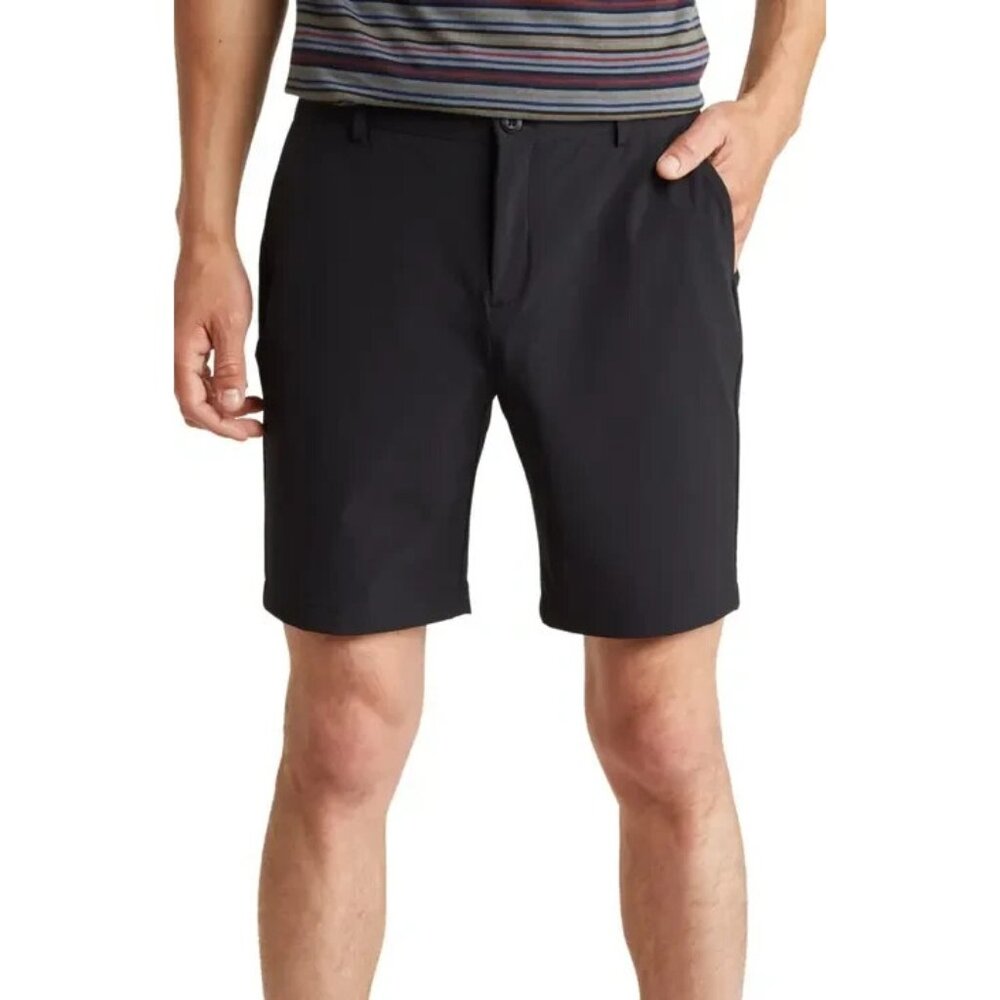 NEW Bugatchi Flat Front Shorts BLACK SIZE 30 100% AUTHENTIC